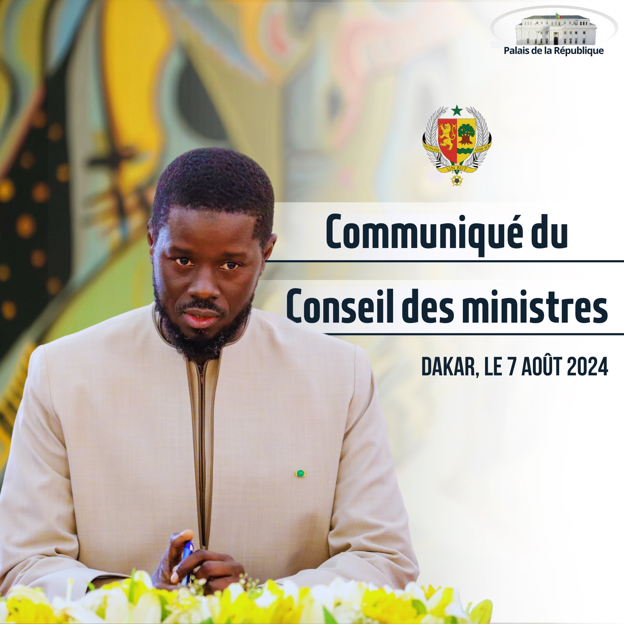 Communiqué du Conseil des Ministres du mercredi 7 août 2024