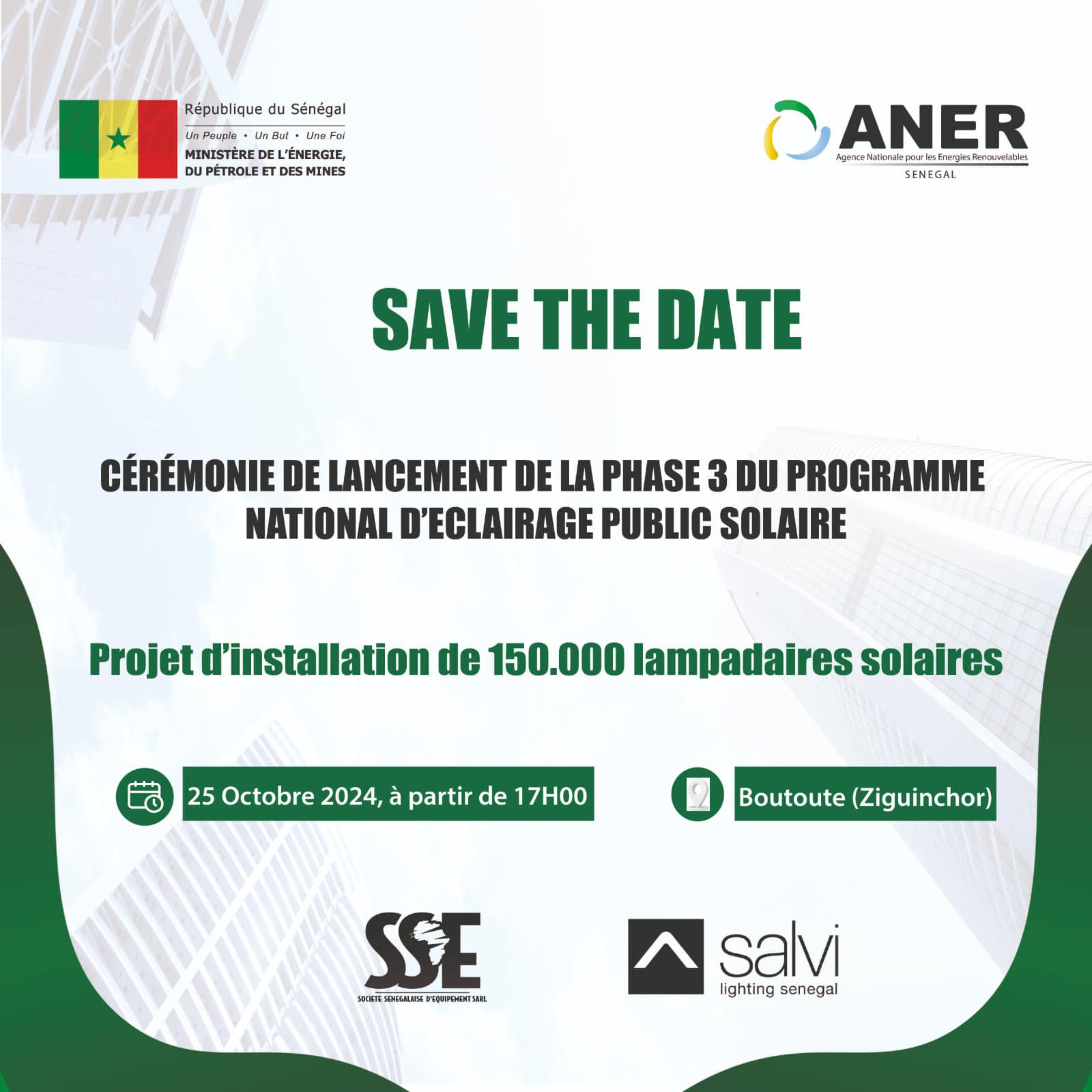 Lancement de la 3e phase du programme national d’éclairage public solaire à Ziguinchor